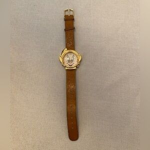 Brown Leather Watch with Cartoon Face